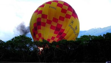 台灣熱氣球嘉年華9日繫留活動出現火燒熱氣球意外。（民眾提供／蔡旻妤台東傳真）