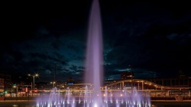 基隆市的國門廣場噴泉水舞正式啟用。　圖：基隆市政府都發處都市設計科／提供