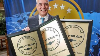 阿聯酋航空服務傳遞部門資深副總裁（Divisional Senior Vice President Service Delivery）Thomas Ney，代表阿聯酋航空獲頒Skytrax 2022三項大獎。　圖：阿聯酋航空／提供