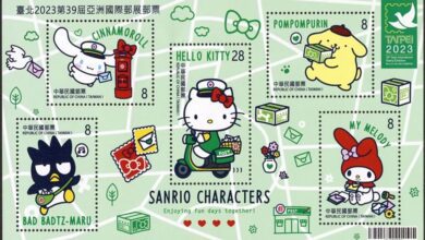郵票小全張 SANRIO CHARACTERS（A款「傳遞幸福」）。　圖：中華郵政股份有限公司／提供